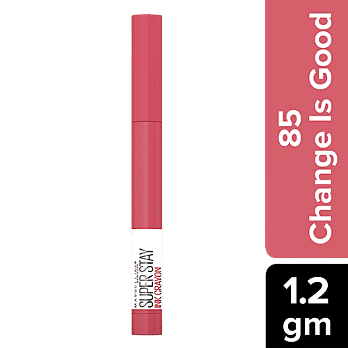 Maybelline New York Super Stay Ink Crayon Lipstick - Pink Edition, Intense Matte, Built-in Sharpener, 1.2 g 85 Change Is Good
