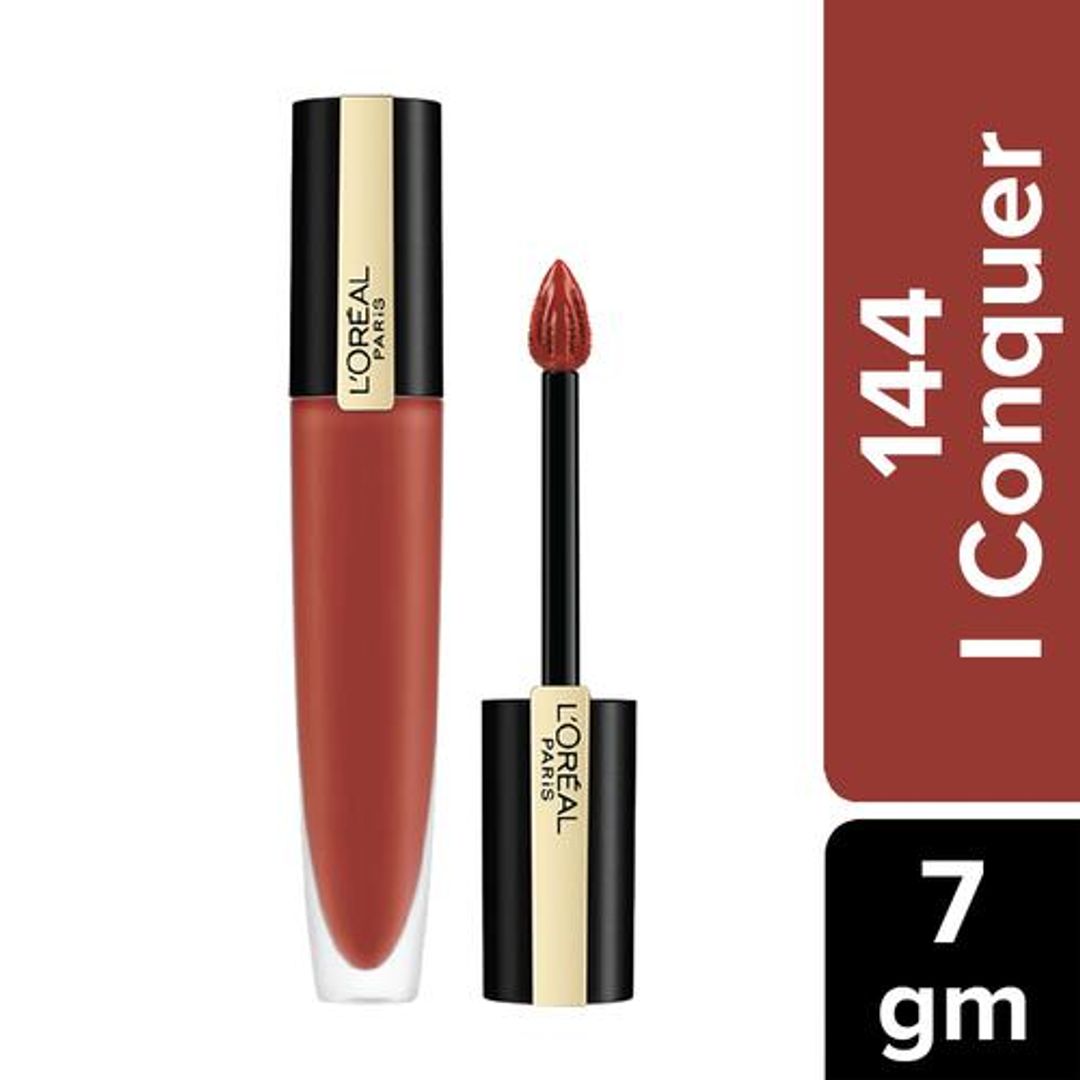 Loreal Paris Rouge Signature Matte Liquid Lipstick - Ultra Light Weight, No Stain, 7 g 144 I Conquer
