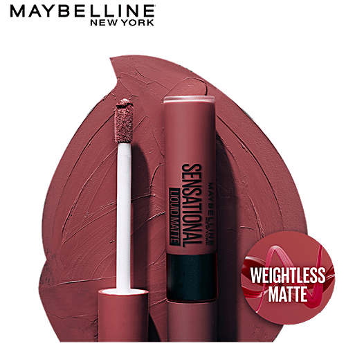 Maybelline New York Sensational Liquid Matte Liquid Lipstick - Intense Colour Effect, Non-sticky, Noncracking, 7 ml 21 Nude Nuance 