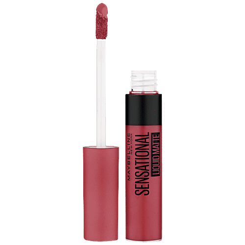 Maybelline New York Sensational Liquid Matte Liquid Lipstick - Intense Colour Effect, Non-Sticky, Non-Cracking, 7 ml 22 Peach Addict