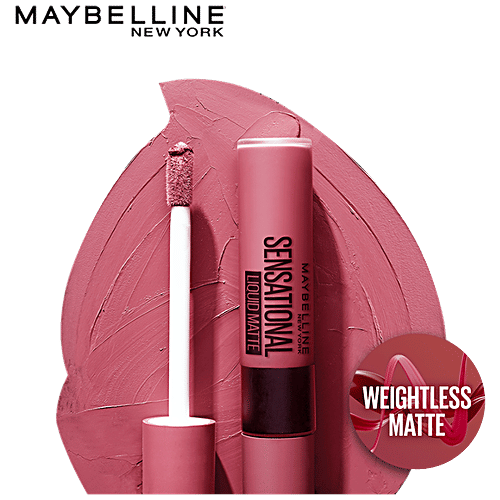Maybelline New York Sensational Liquid Matte Liquid Lipstick - Intense Colour Effect, Non-Sticky, Non-Cracking, 7 ml 22 Peach Addict
