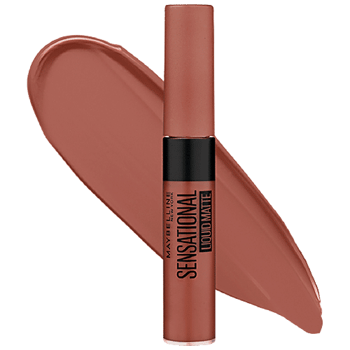 Maybelline New York Sensational Liquid Matte Liquid Lipstick - Intense Colour Effect, Non-Sticky, Non-Cracking, 7 ml NU02 Strip It Off