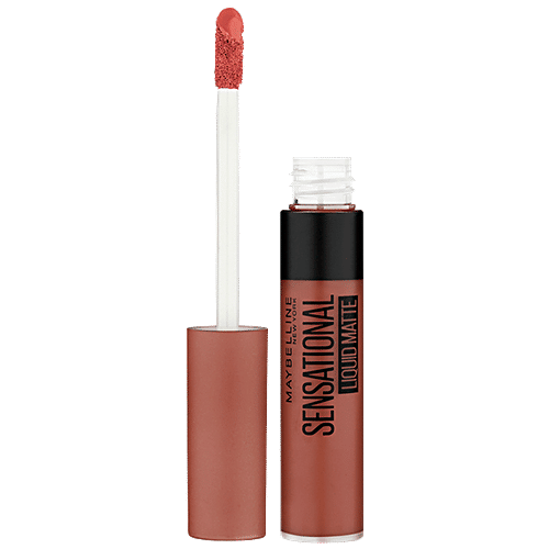 Maybelline New York Sensational Liquid Matte Liquid Lipstick - Intense Colour Effect, Non-Sticky, Non-Cracking, 7 ml NU02 Strip It Off