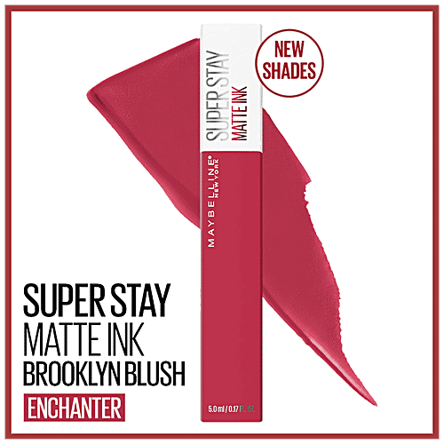 Maybelline New York Super Stay Matte Ink Brooklyn Blush Liquid Lipstick - Matte, Highly Pigmented, Long-lasting, 5 g Enchanter 