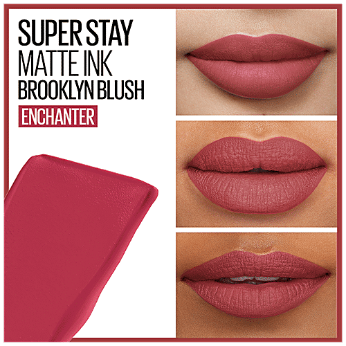 Maybelline New York Super Stay Matte Ink Brooklyn Blush Liquid Lipstick - Matte, Highly Pigmented, Long-lasting, 5 g Enchanter 
