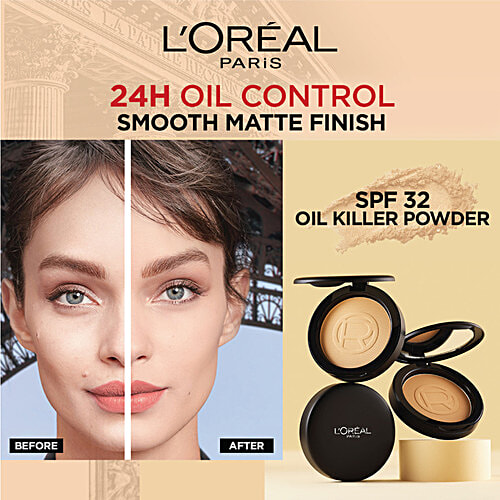L'Oreal Paris Infallbile 24h Oil Killer High Coverage Compact Powder - Matte-Finish, Lightweight, Blendable, Compact, With SPF 32 & PA +++, 6 g 240 Natural Honey 