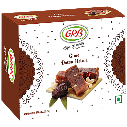 GRB Ghee Dates Halwa - Traditional Delicacy/Sweets, Dessert, For Celebrations, Special Occasions, 200 g Box 