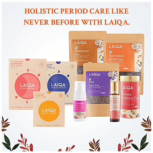 Laiqa Pcos Relief Tea For Balance - Regularising Periods, Weight Management, Relief From Cramp Pains, Skin Health, & Immunity, Green Tea With Spearmint & Natural Herbs, 100 g Bag