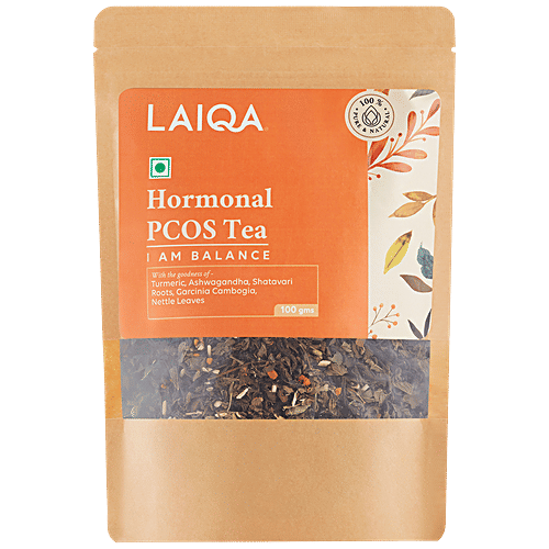 Laiqa Pcos Relief Tea For Balance - Regularising Periods, Weight Management, Relief From Cramp Pains, Skin Health, & Immunity, Green Tea With Spearmint & Natural Herbs, 100 g Bag