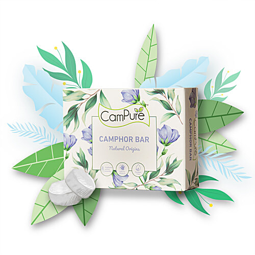 Campure Camphor Bathing Bar - For Face, Body & Hands, Skincare, Rich Lather, 75 g  