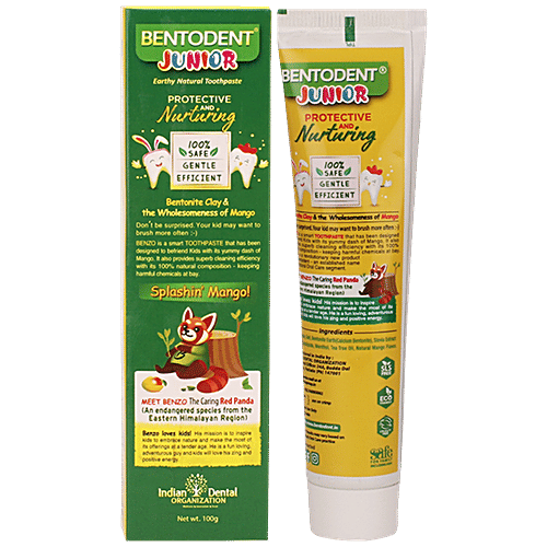 Buy Bentodent Junior Earthy Natural Toothpaste Splashing Mango, Gentle, Fluoride Free, For 2