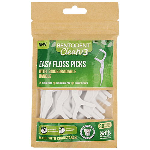 Buy Bentodent Clean X3 Dental Floss Picks Biodegradable, Prevents