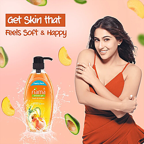 Fiama Shower Gel - Peach & Avocado With Skin Conditioners For Moisturised Skin, Family Pack, 900 ml Bottle