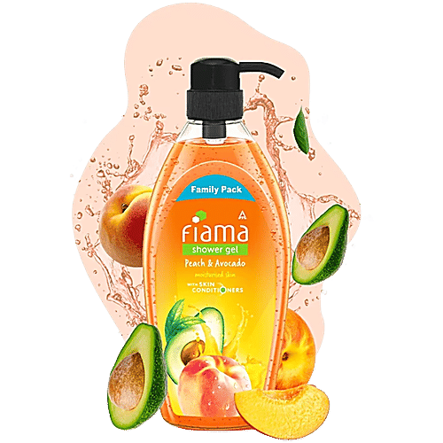Fiama Shower Gel - Peach & Avocado With Skin Conditioners For Moisturised Skin, Family Pack, 900 ml Bottle