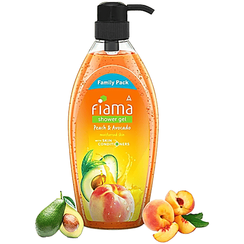 Fiama Shower Gel - Peach & Avocado With Skin Conditioners For Moisturised Skin, Family Pack, 900 ml Bottle