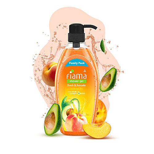 Fiama Shower Gel - Peach & Avocado With Skin Conditioners For Moisturised Skin, Family Pack, 900 ml Bottle