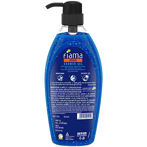 Fiama Men Shower Gel For Body, Face & Hair - Refreshing Pulse With Sea Minerals & Skin Conditioners, 895 ml Bottle 