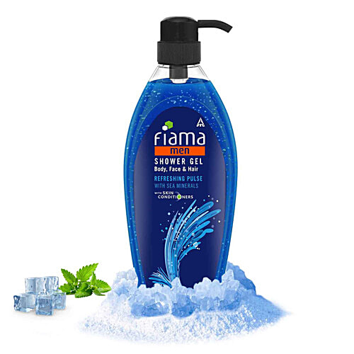 Fiama Men Shower Gel For Body, Face & Hair - Refreshing Pulse With Sea Minerals & Skin Conditioners, 895 ml Bottle 