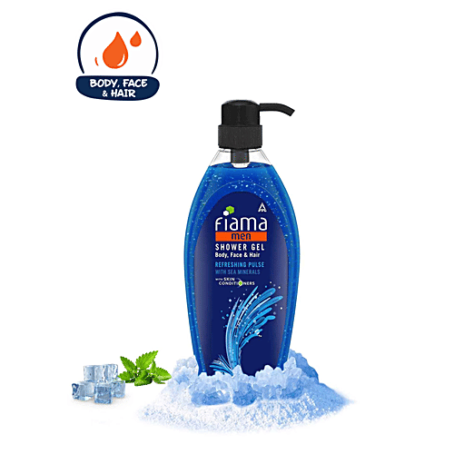 Fiama Men Shower Gel For Body, Face & Hair - Refreshing Pulse With Sea Minerals & Skin Conditioners, 895 ml Bottle 