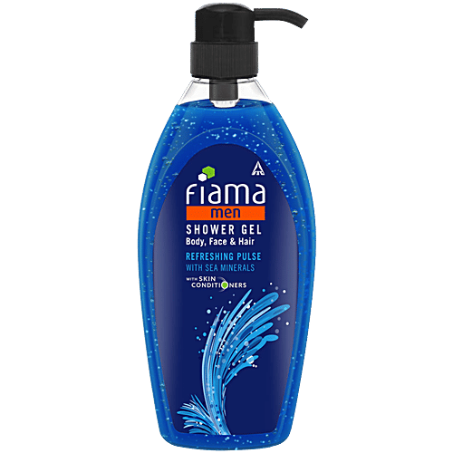 Fiama Men Shower Gel For Body, Face & Hair - Refreshing Pulse With Sea Minerals & Skin Conditioners, 895 ml Bottle 