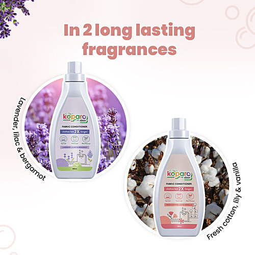 Koparo Clean Fabric Conditioner - Fresh Cotton, Lily & Vanilla, Fresh Fragrance, Softens Clothes, 500 ml  Extends life of clothes
 No added formaldehyde & VOCs
 Safe fragrances