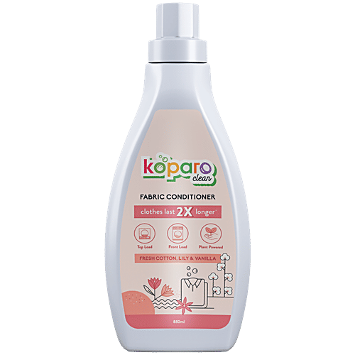 Koparo Clean Fabric Conditioner - Fresh Cotton, Lily & Vanilla, Fresh Fragrance, Softens Clothes, 500 ml  Extends life of clothes
 No added formaldehyde & VOCs
 Safe fragrances