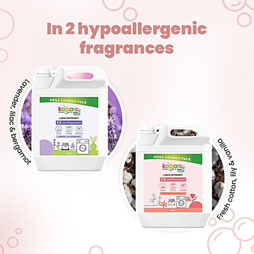 Koparo Clean Laundry Detergent Liquid - Fresh Cotton, Lily & Vanilla, Removes Tough Stains, 5 L  Tough on stains
 Gentle on clothes