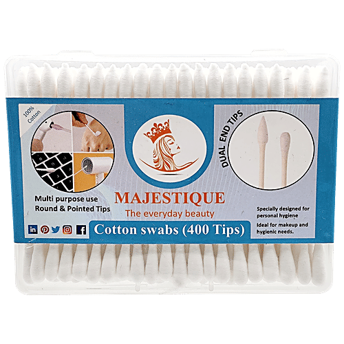 Buy MAJESTIQUE Cotton Swabs With Wooden Handle, DualSided Tip, For