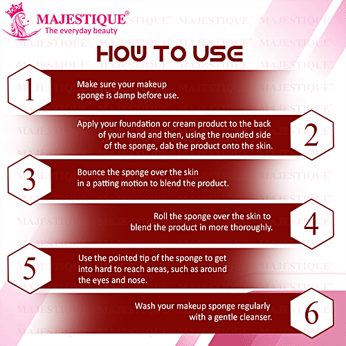 Majestique Facial Puff Sponge - Beauty Blender, Easy To Use, Gives Smooth Finish, FC71, 1 pc Pouch
