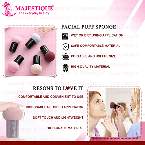 Majestique Facial Puff Sponge - Beauty Blender, Easy To Use, Gives Smooth Finish, FC71, 1 pc Pouch