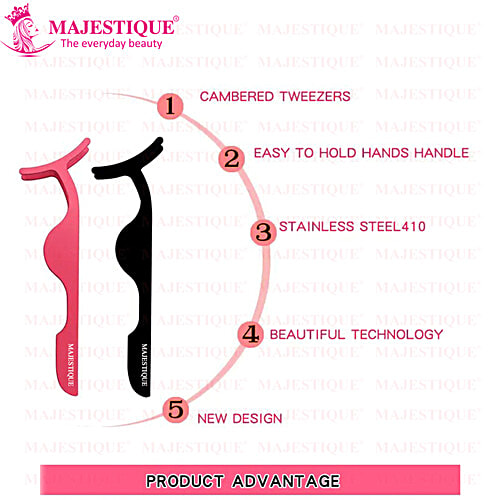 Majestique False Eyelash Applicator Tool - With Smooth Handle, Strong & Durable, FC 76, 1 pc Pouch 