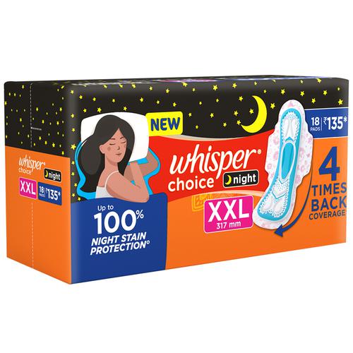 Buy Whisper Choice Night Sanitary Pads Up To 100 Stain Protection