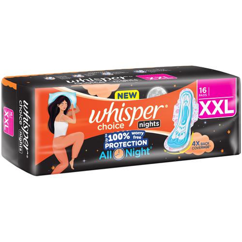 Whisper Choice Night Sanitary Pads - XXL, 16 pcs
