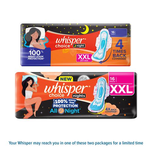 Whisper Choice Night Sanitary Pads - XXL, 16 pcs