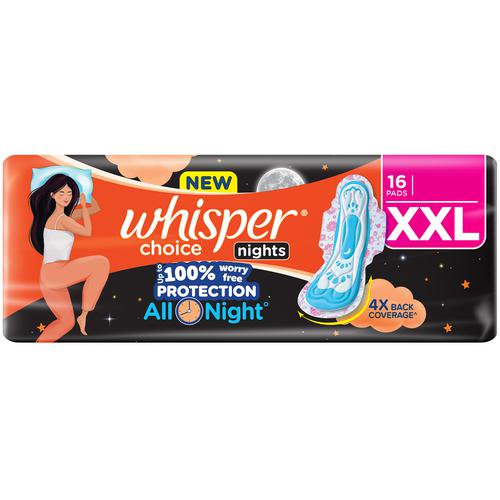 Whisper Choice Night Sanitary Pads - XXL, 16 pcs