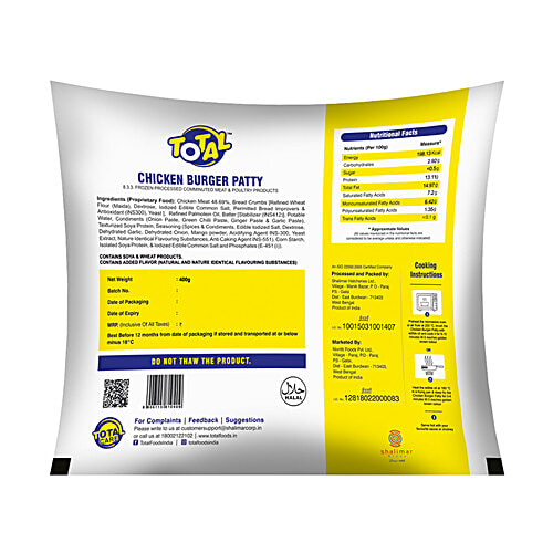 Buy Total Chicken Burger Patty Ready In Minutes, Frozen Online at