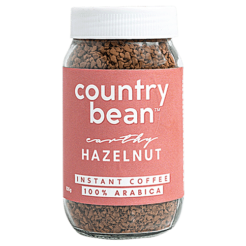 Country Bean Flavoured Instant Coffee - Hazelnut, Bold Flavour, Arabica, 100 g  