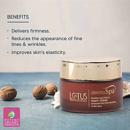 Lotus Professional DermoSpa Brazilian Age-Defying Night Cream - Improves Skin Elasticity, Preservative Free, 50 g  