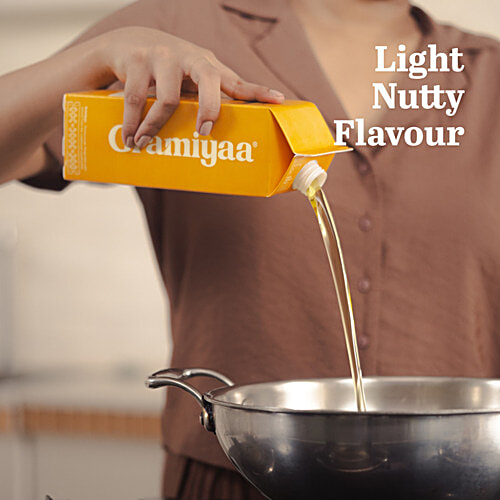 Gramiyaa Groundnut Oil - Wood Cold Pressed, 1 L  Zero Trans Fat, Zero Preservatives, Never Refined