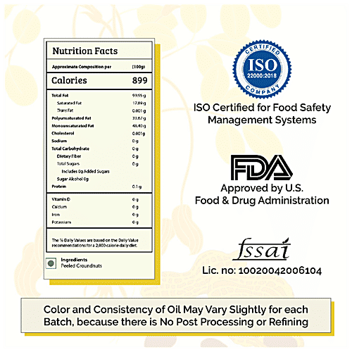 Buy Gramiyaa Wood Cold Pressed Groundnut/Peanut Oil Rich In Omega 3 Fatty Acids Online at Best