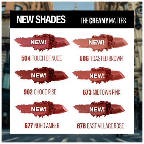 Maybelline New York Colour Sensational Creamy Matte Lipstick For Smooth & Comfortable Lips, 3.9 g 673 Midtown Pink 