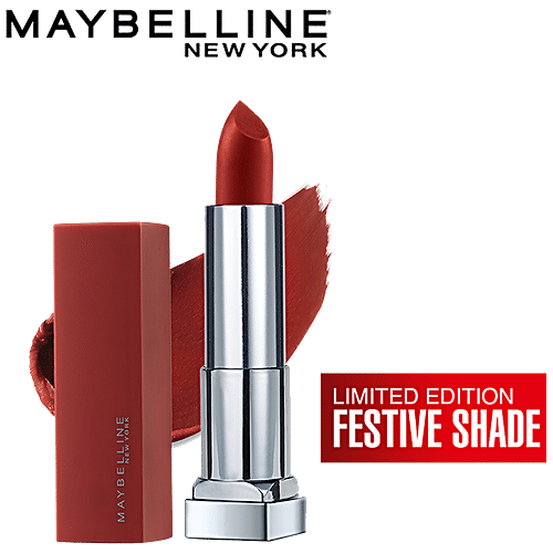 Maybelline New York Colour Sensational Creamy Matte Lipstick - The Bricks, City Heat Collection, 3.9 g Noho Amber 6 