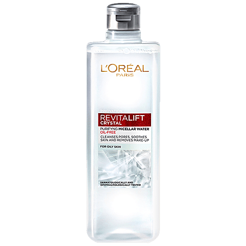 L'Oreal Paris Revitalift Crystal Purifying Micellar Water With Oil-Free Technology, Cleanses Pores & Removes Makeup, 400 ml  