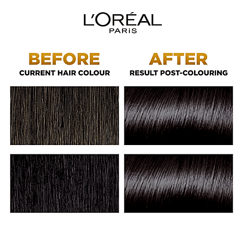 L'Oreal Paris Excellence Creme Triple Hair Color, Shade 1 - Black + Colour Protect Shampoo That Nourishes, Protects & Smoothens, 2 pcs (100 g + 72 ml + 192.5 ml) 