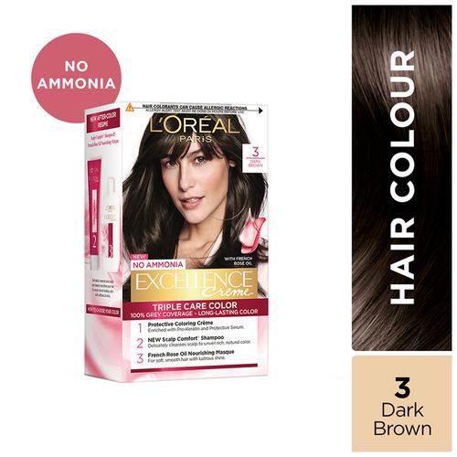 Buy Loreal Paris Excellence Creme Hair Colour, Shade 3 - Dark Brown + Colour  Protect Shampoo That Nourishes, Protects & Smoothens Online at Best Price  of Rs 770 - bigbasket