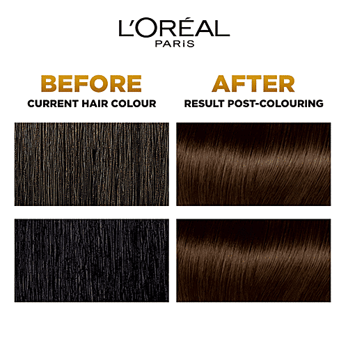 L'Oreal Paris Excellence Creme Hair Colour, Shade 4 - Dark Brown + Colour Protect Shampoo That Nourishes, Protects & Smoothens, 2 pcs (100 g + 72 ml + 192.5 ml)