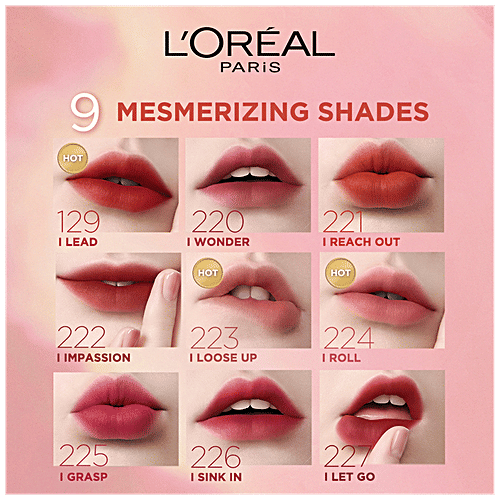 L'Oreal Paris Liquid Lipstick - Chiffon Signature, Mask Friendly, 7 ml 225 I Grasp