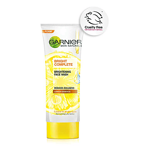 Garnier Bright Complete Vitamin C Facewash - Reduces Dullness, Lemon Essence, 150 g (Pack of 2) 