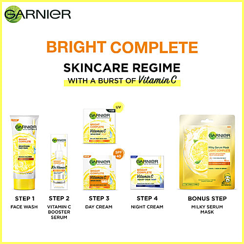 Garnier Bright Complete Vitamin C Facewash - Reduces Dullness, Lemon Essence, 150 g (Pack of 2) 