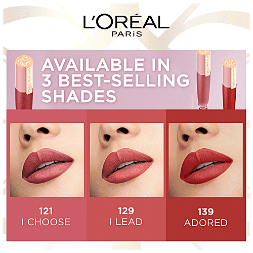 L'Oreal Paris Rouge Signature All Day Matte Liquid Lipstick - Elie Saab 129 I Mask Friendly, 7.6 ml Lead